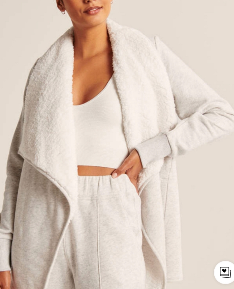 Grey sherpa lined cardigan NWOT